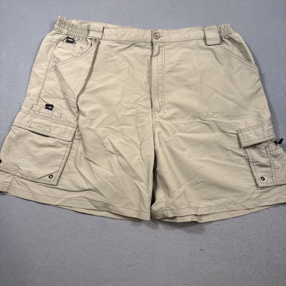 Aftco Men's Fishing Shorts Size 44 Nylon Cargo Pockets Stretch Outdoor Brown